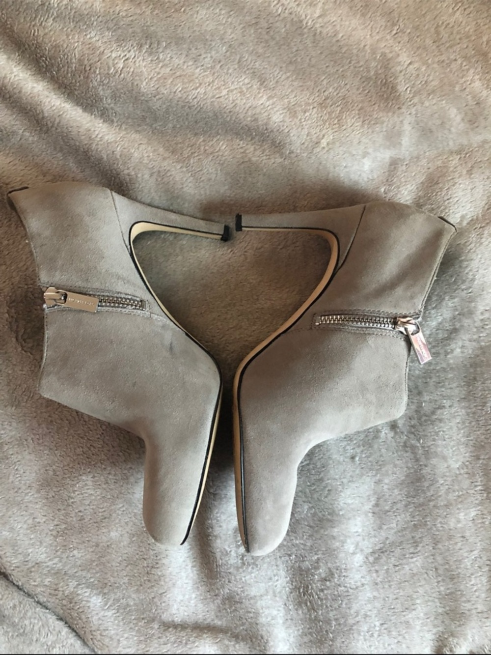 Michael Kors Taupe Suede High-Heel Ankle Booties - Picture 3 of 4